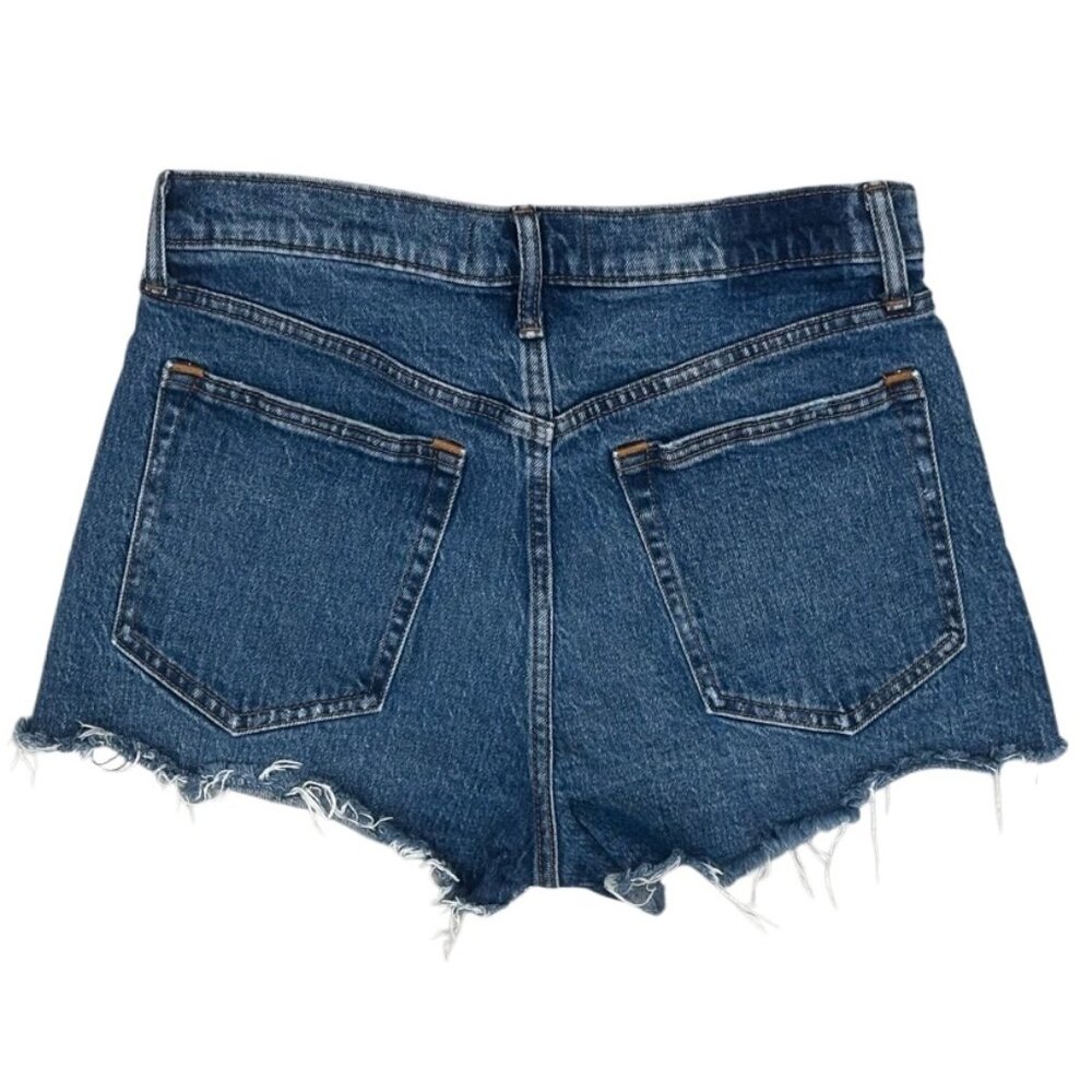 Abercrombie & Fitch The Mom Short High Rise Vent Hem in Medium Dark Blue Sz 28/6 - Picture 4 of 13